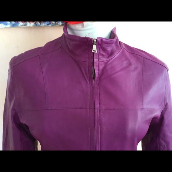 Butter Soft Fuschia Andrew Marc Moto Jacket 1990s - Picture 2 of 7